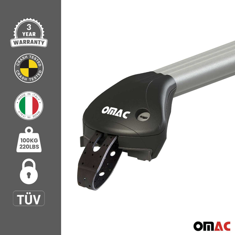 KIT Barres de toit trans+long pour Fiat Doblo Maxi 2010-2021 Alu Gris