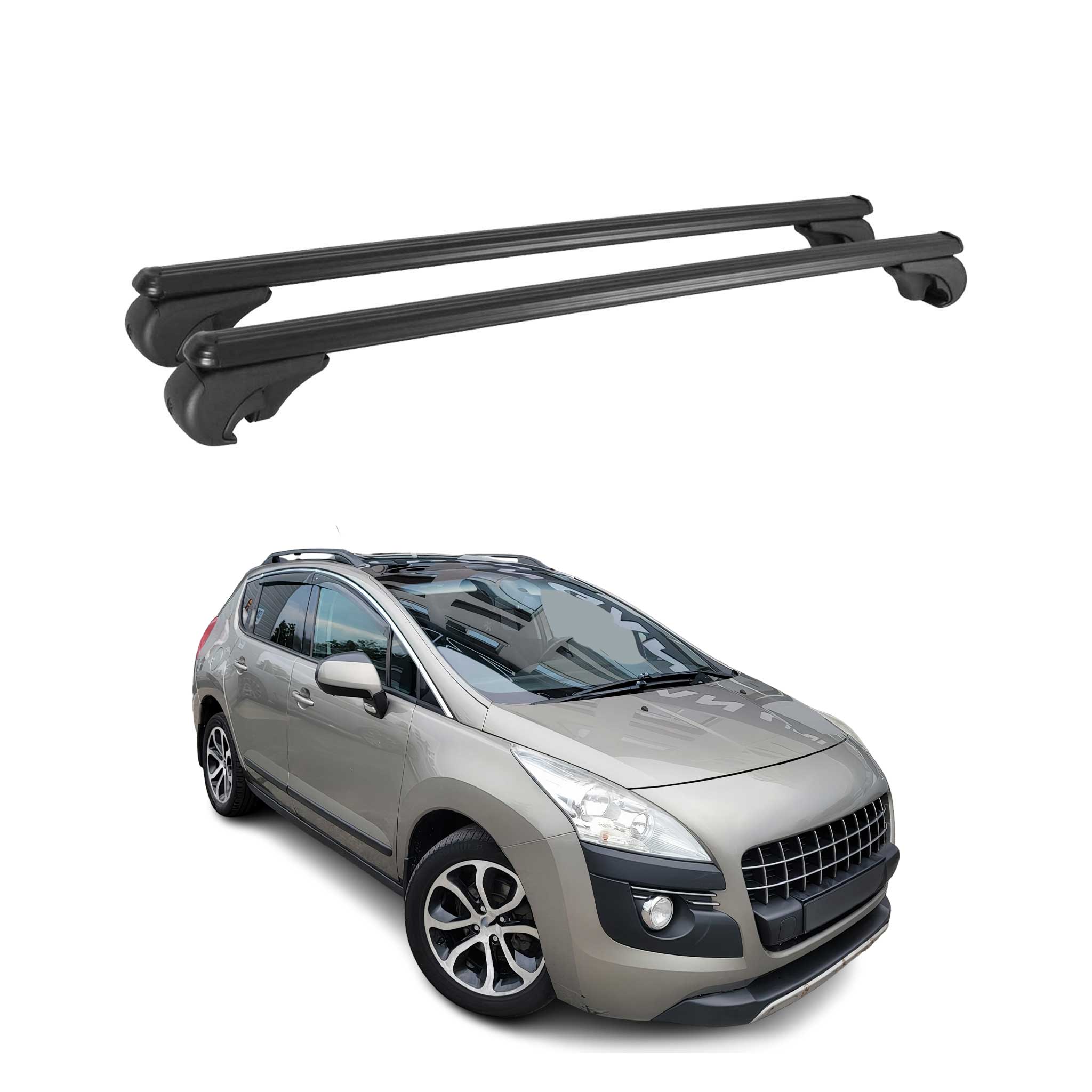 Barres de toit Transversales pour Peugeot 3008 2009-2016 Aluminium Noir