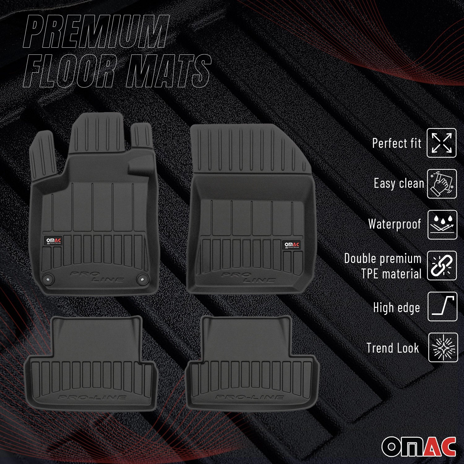 Tapis de Sol pour Peugeot 308 2013-2021 HB TPE Noir