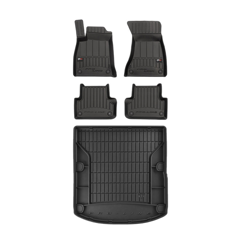 OMAC Kit Tapis de sol et coffre pour Audi A4 S4 B9 Berline 2015-24 Premium Noir