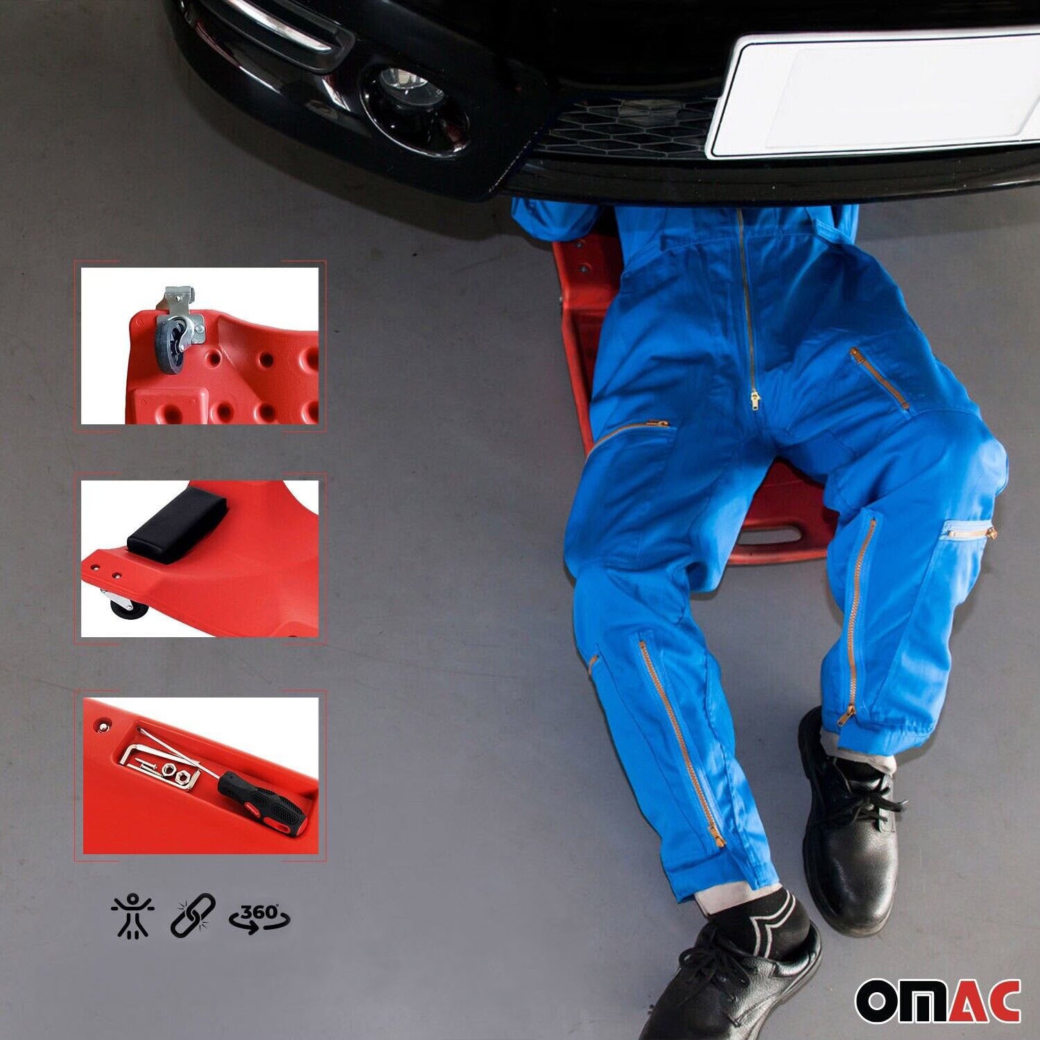 Chariot de visite mécanicien Auto Appui-tête Range-Outils Planche à roulettes