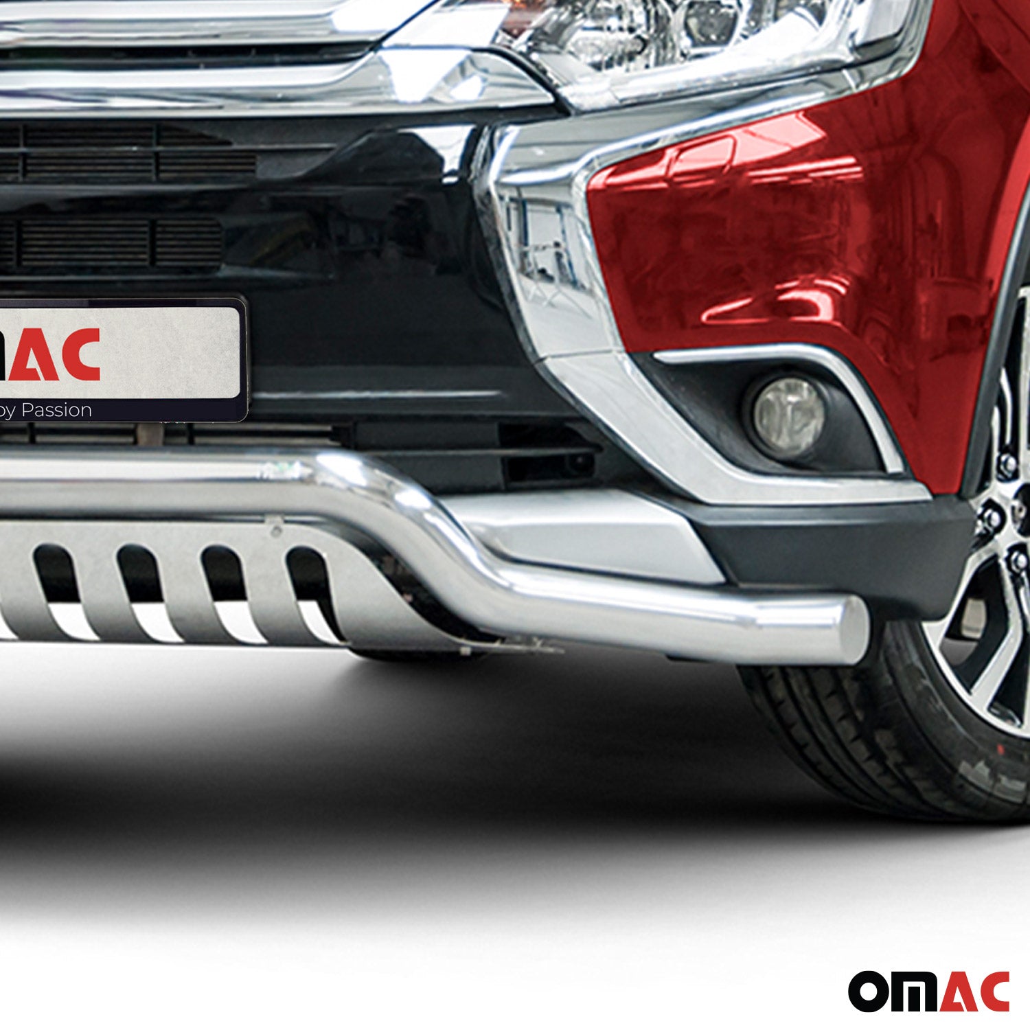 Pare-Buffle Avant Pour Mitsubishi Outlander III 2015-2018 Facelift Acier Argent