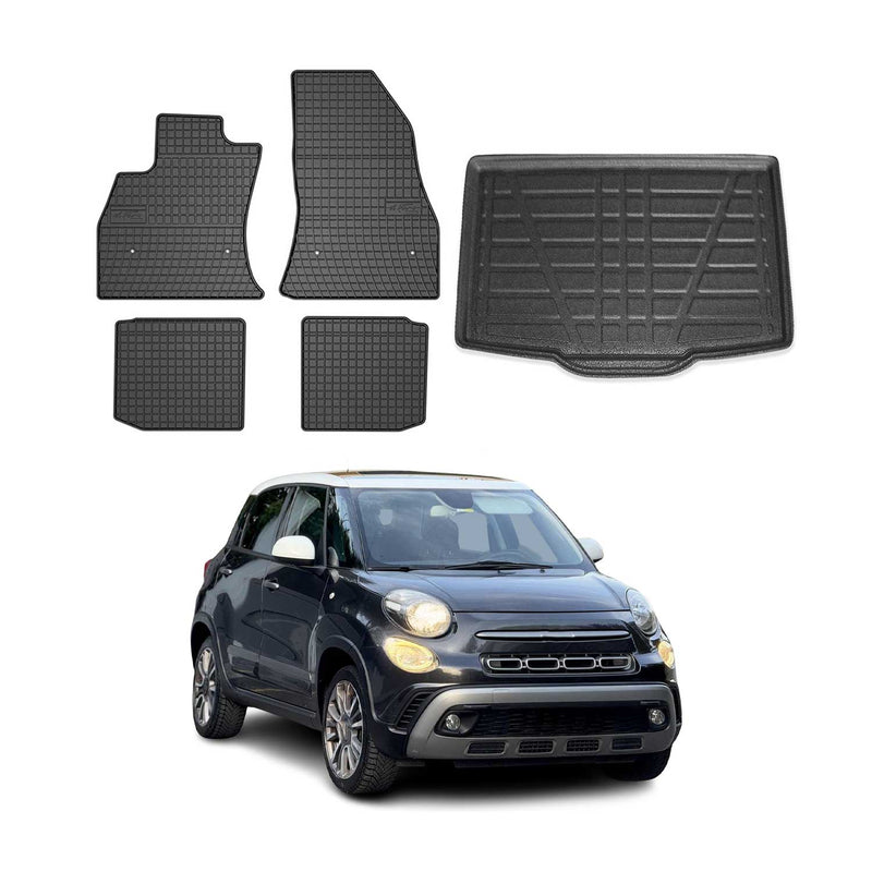 Kit Tapis de sol et coffre pour Fiat 500L 2012-2018 TPE Noir