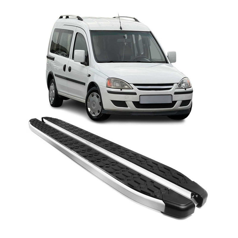 Marchepieds Latéraux Pédale pour Opel Combo 2001-2011 Aluminium Argenté Noir