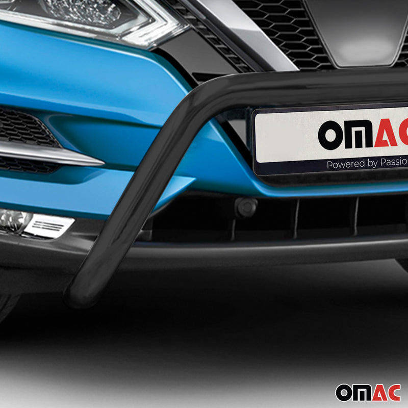 Pare-Buffle Avant Pour Nissan Qashqai 2016-2017 Acier Inoxy Noir