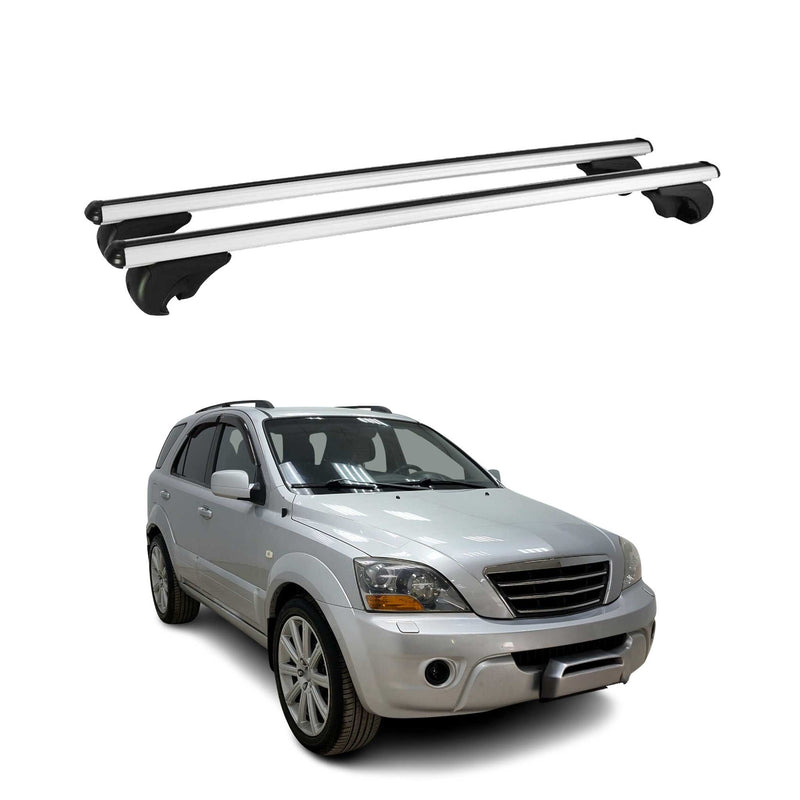 Barres de toit Transversales pour Kia Sorento 2002-2009 Aluminium Argent