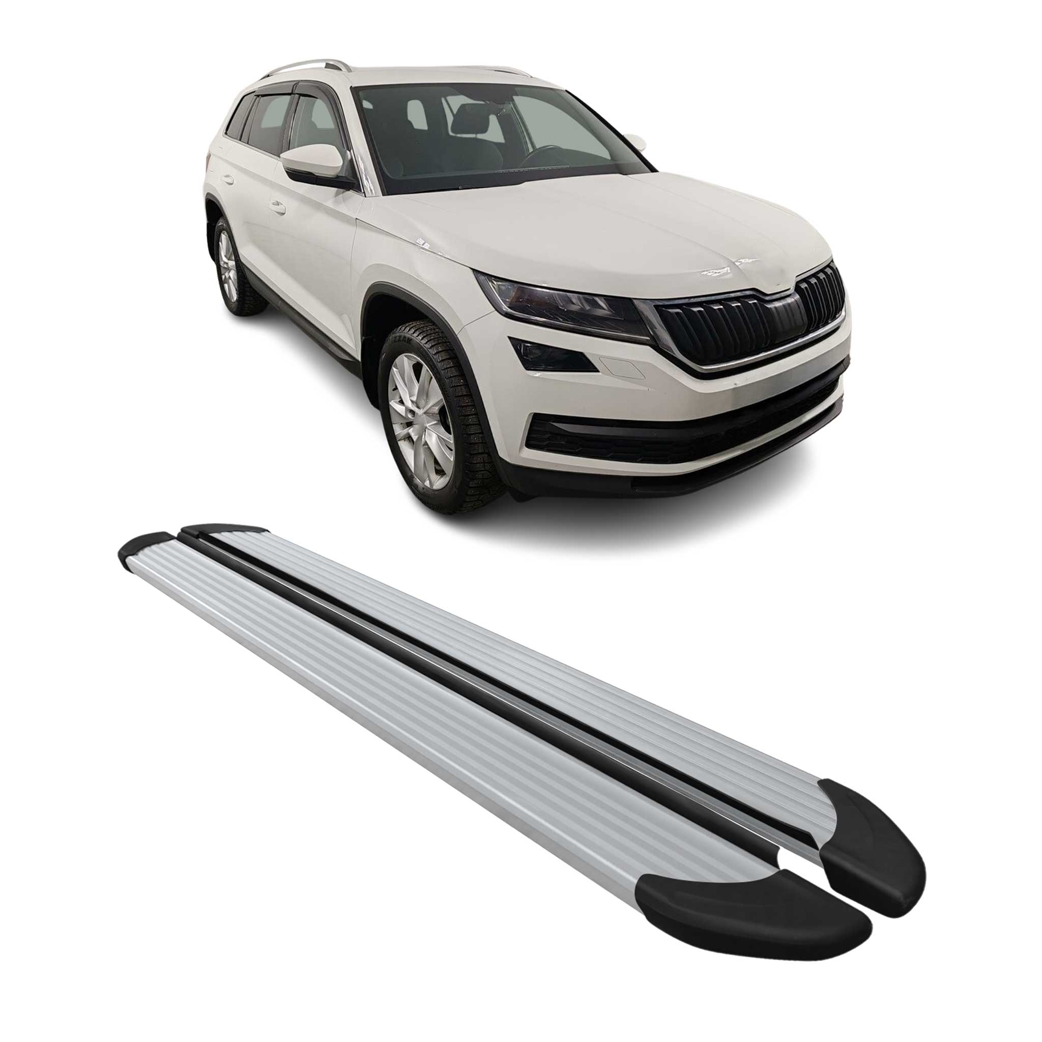 Marchepieds Latéraux pédale pour Skoda Kodiaq 2017-2023 Aluminium Argent 2Pcs