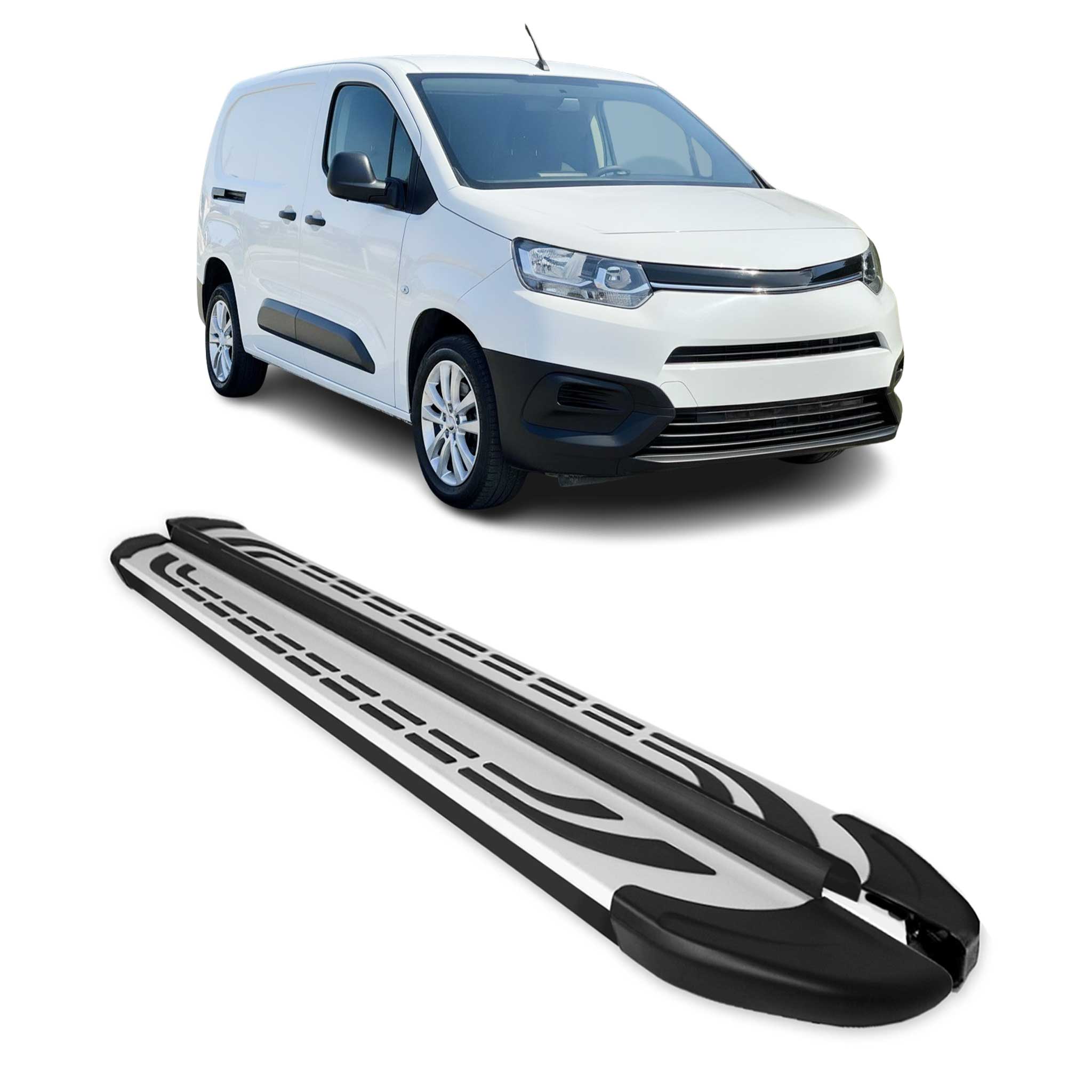 Marchepieds Latéraux pour Toyota Proace City 2019-2026 Van L2 Long Noir Gris 2x