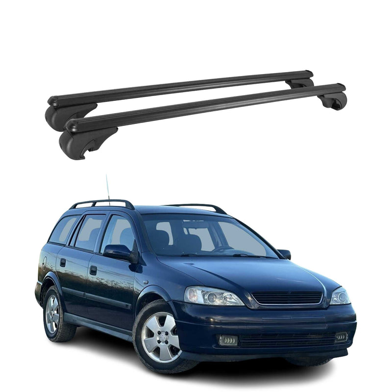 Barres de toit Transversales pour Opel Astra G Caravan 1998-2004 Aluminium Noir