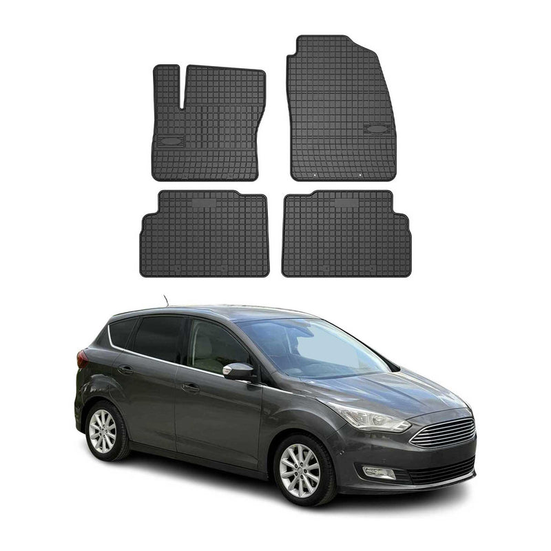 Tapis de Sol pour Ford C-Max 2010-2019 Caoutchouc Noir