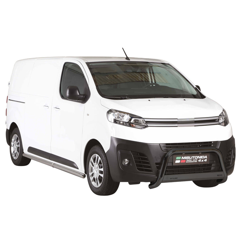 Pare-buffle Avant pour Citroen Jumpy Spacetourer 2016-2025 en acier inox Noir