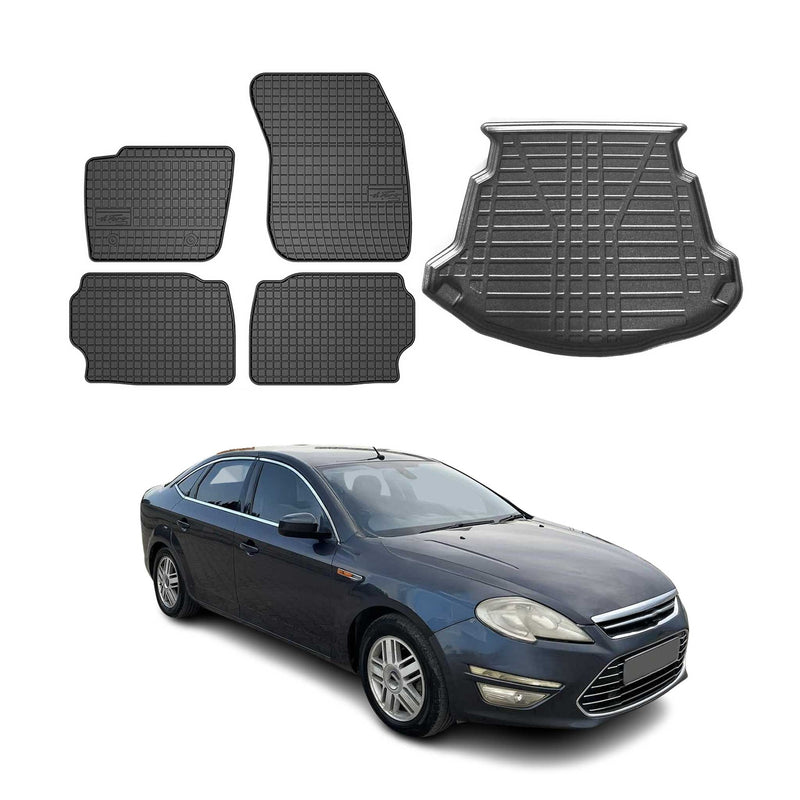 Kit Tapis de sol et coffre pour Ford Mondeo mk4 Liftback 2007-2014 TPE Noir