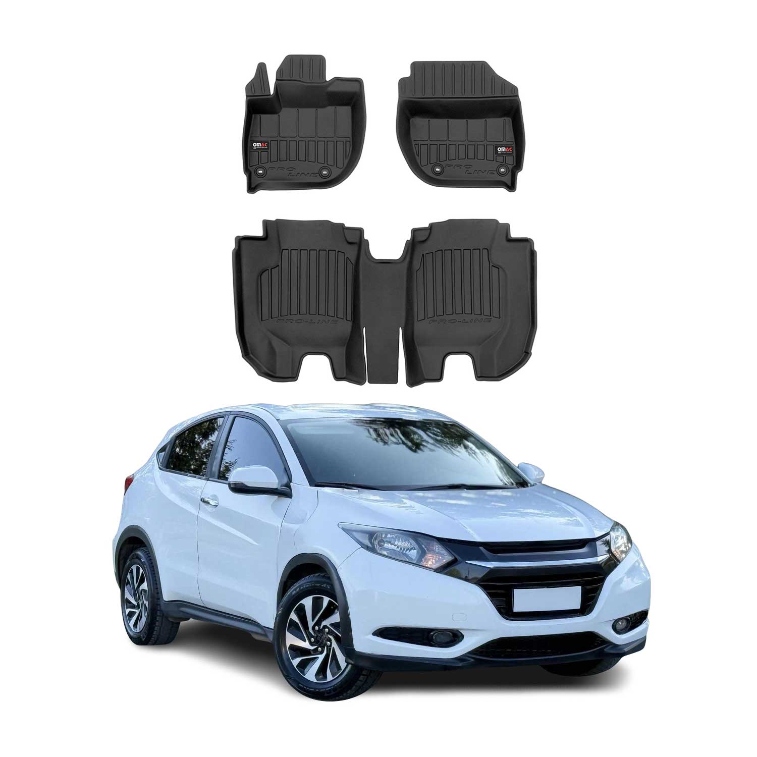 OMAC Tapis de sol en caoutchouc pour Honda HR-V 2015-2021 Noir Premium