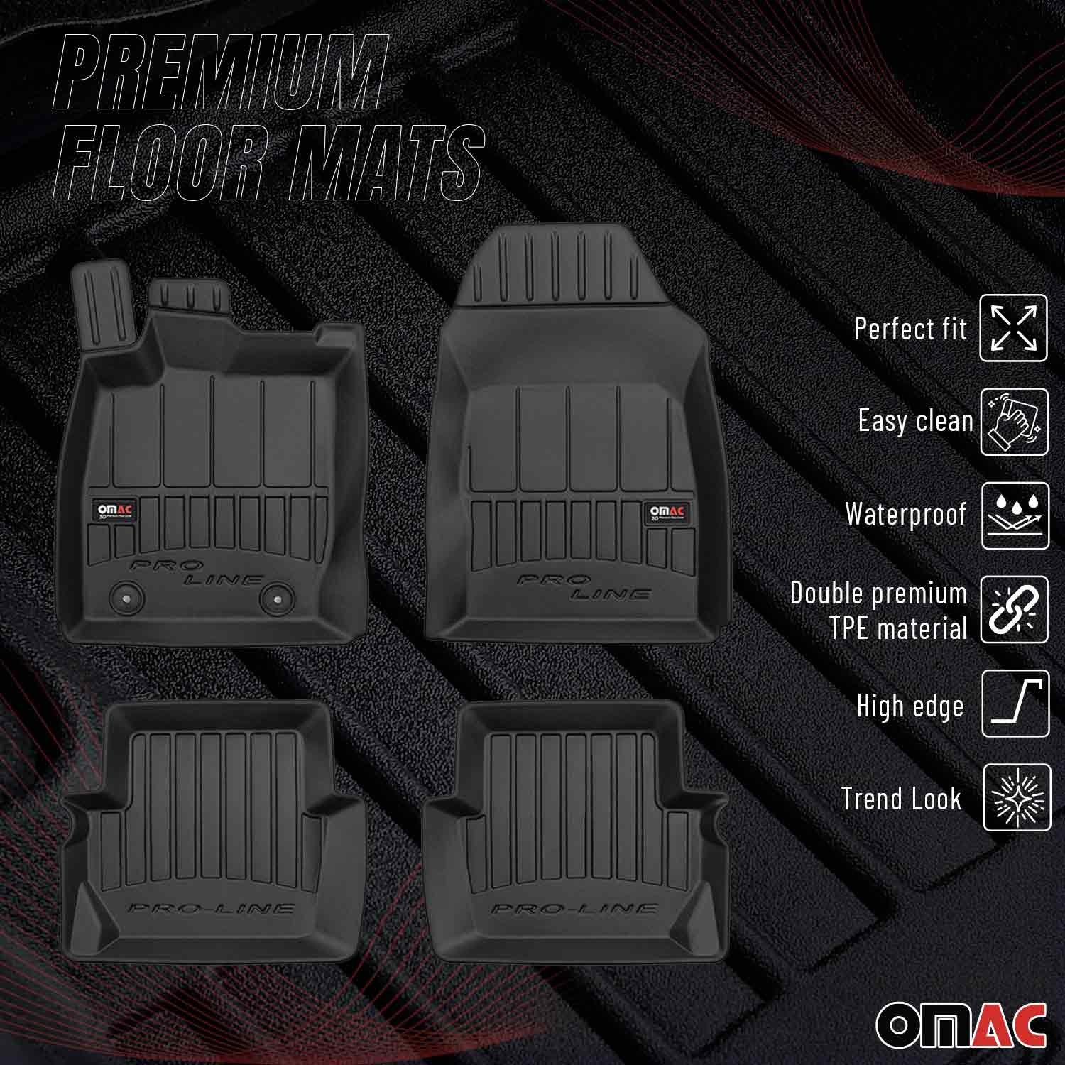 OMAC Tapis de sol en caoutchouc pour Ford Fiesta mk7 2017-2023 Noir Premium 4Pcs