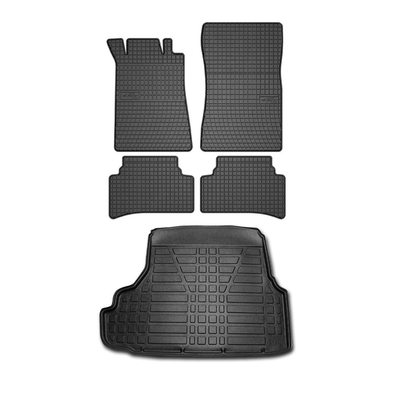 Kit Tapis de sol et coffre pour Mercedes Classe C W202 1993-2000 TPE Noir