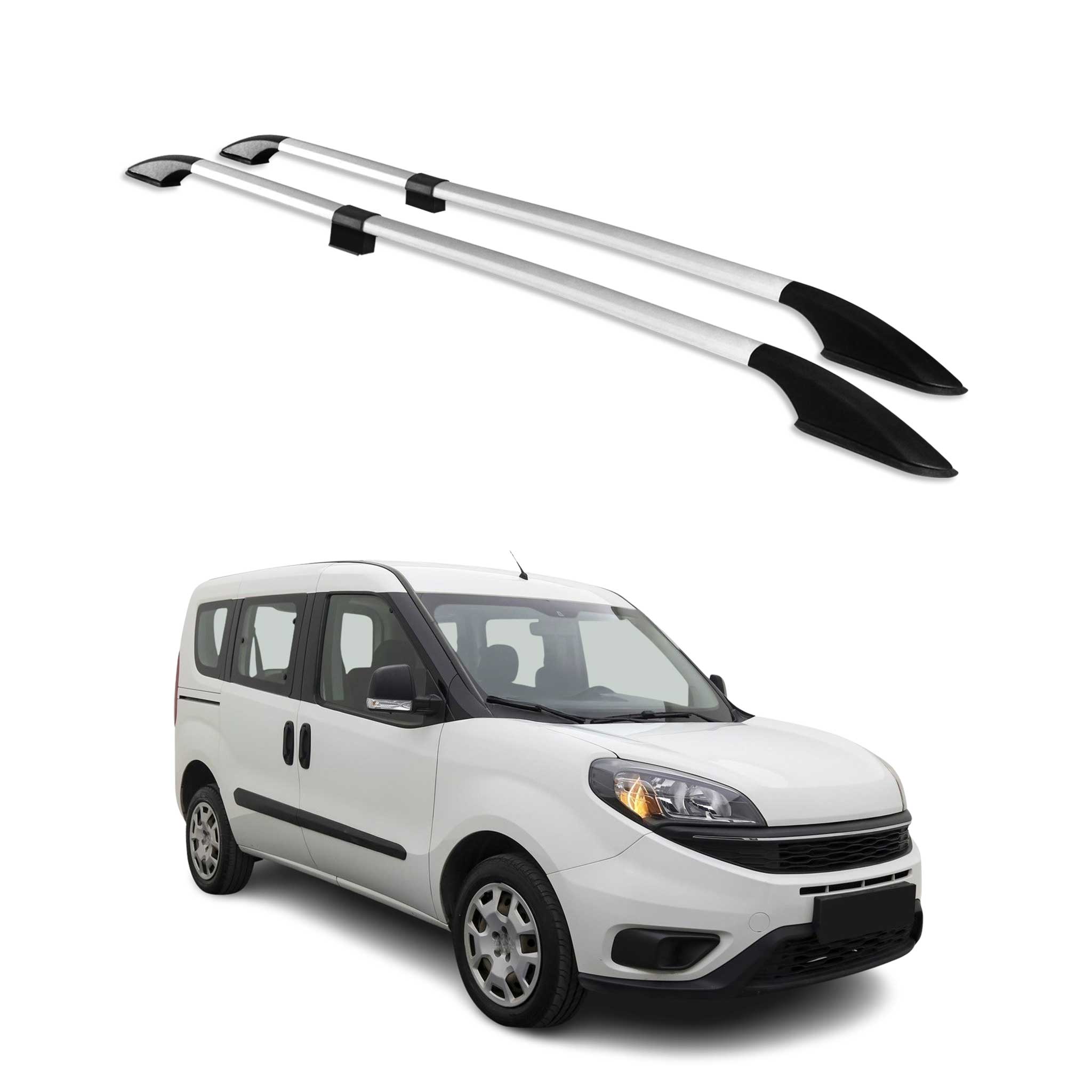 Barres de toit longitudinales pour Fiat Doblo 2010-2021 L1 Aluminium Gris 2Pcs