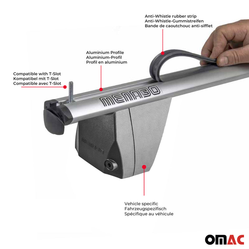 Menabo Barres de toit Transversales pour Lancia Musa 2007-2012 Gris ABE 2x