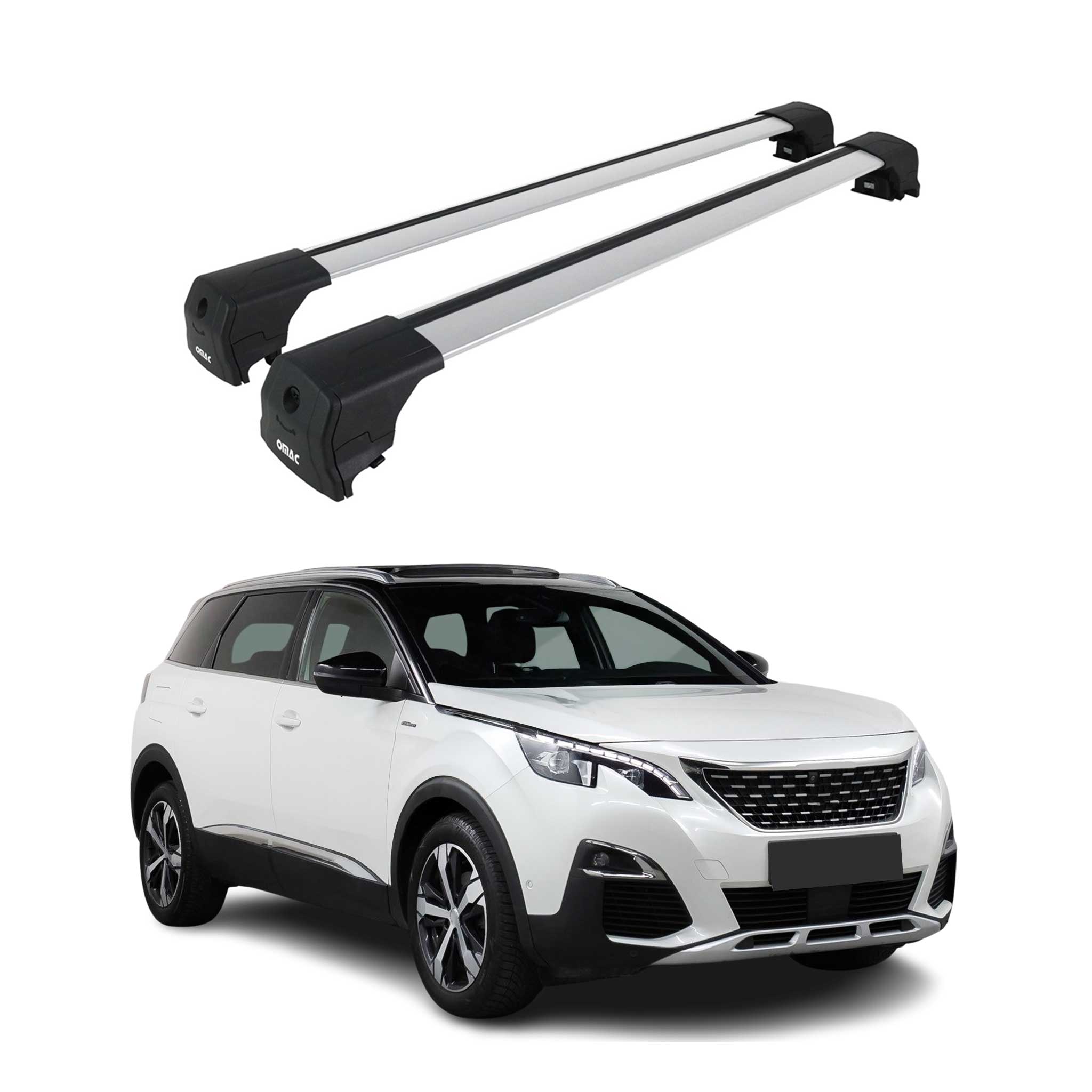 Barres De Toit Transversales pour Peugeot 5008 2017-2023 Aluminium 2Pcs Gris ABE