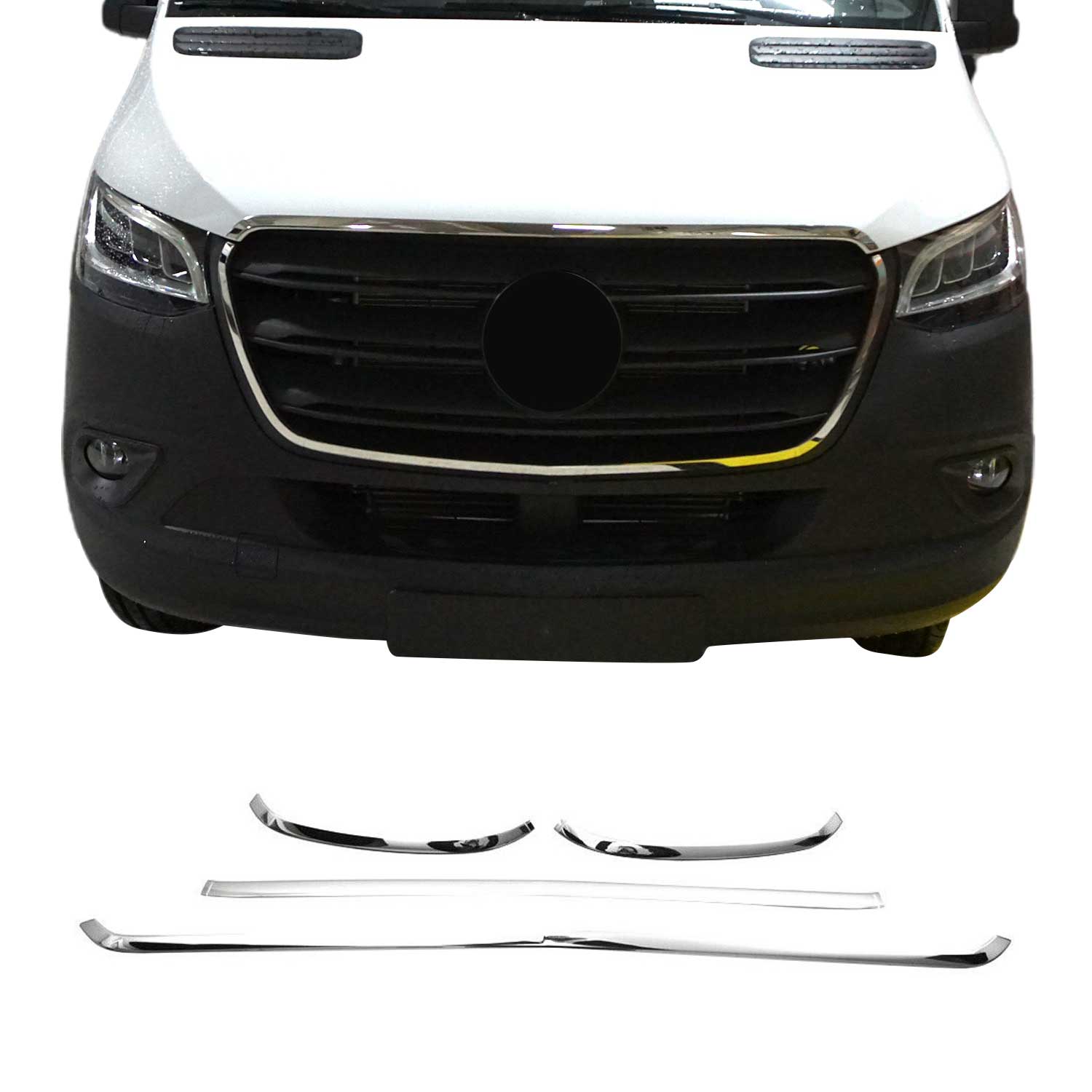 Moulure de Grille de Calandre pour Mercedes Sprinter 901 907 2018-2026 Chromé 4x
