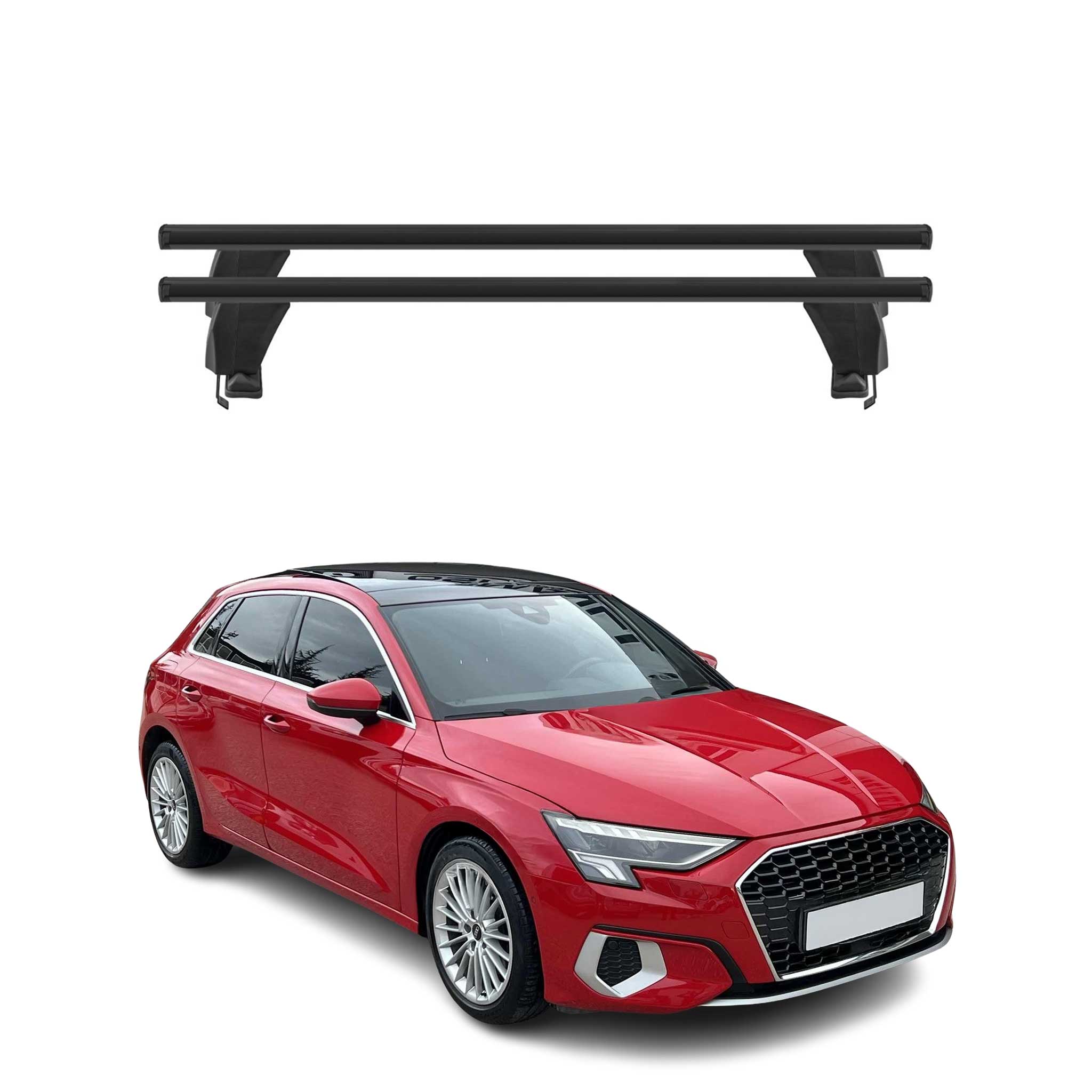 Menabo Barres de transversales pour Audi A3 8YA Sportback 2020-2025 Alu Noir ABE