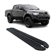Marchepieds Latéraux pour Mitsubishi L200 Double Cab  2005-2014 Alu Noir L2 2Pcs