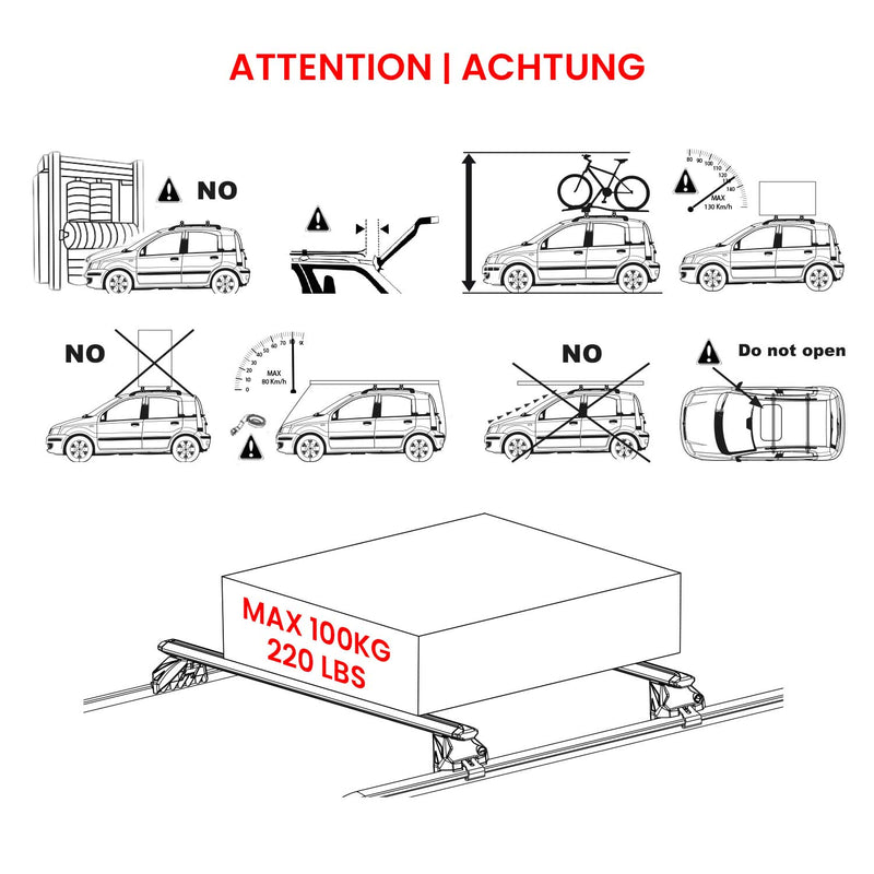 Barres de toit transversales pour Peugeot 3008 2016-2025 Alu Gris Argenté 2x ABE