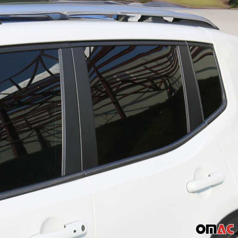 Garniture de Fenêtre pour Jeep Renegade SUV 2014-2024 Carbone Noir 6Pcs
