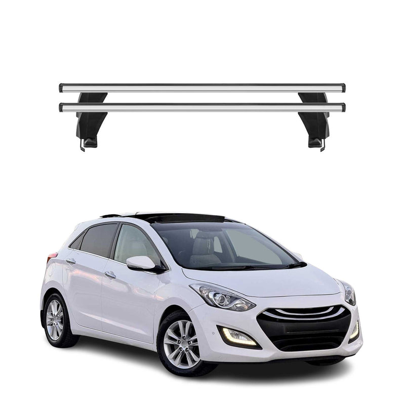 Menabo Barres de toit Transversales pour Hyundai i30 2011-2015 Gris ABE 2x