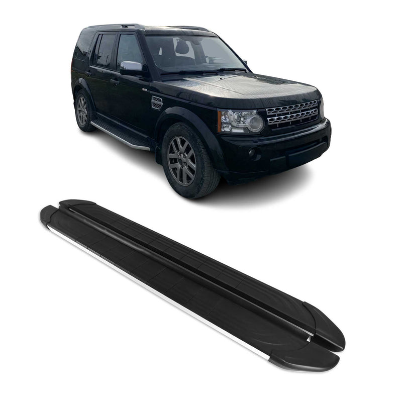 Marchepieds Latéraux pour Land Rover Discovery IV 2009-2018 Alu Gris Noir 2Pcs