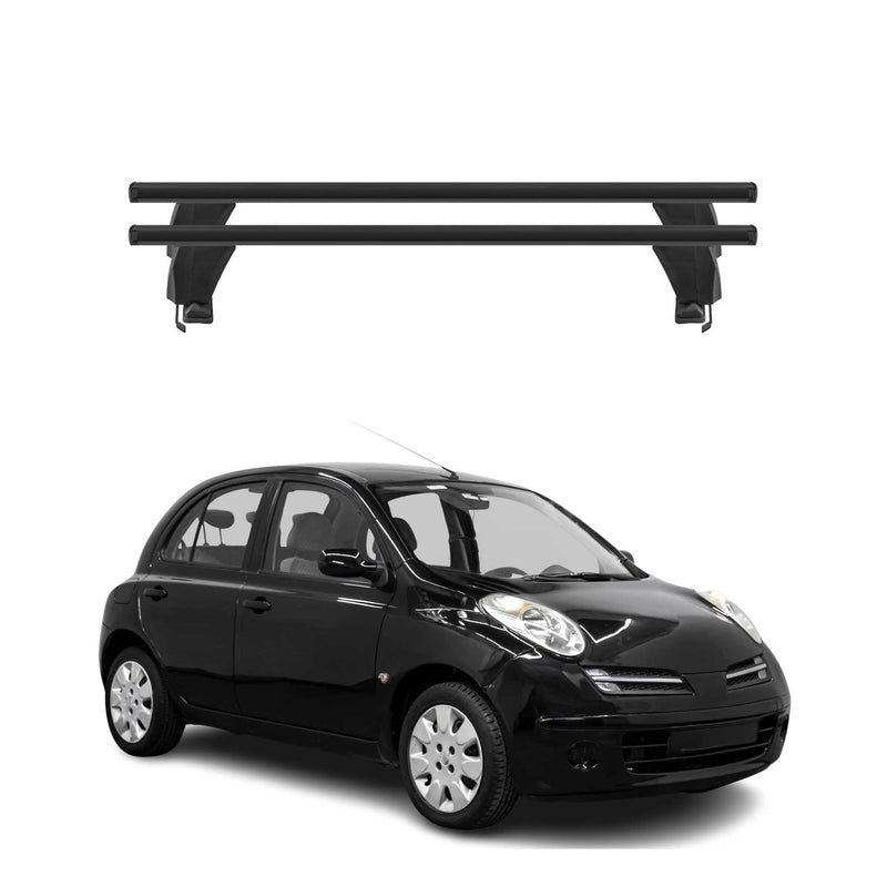 Barres de toit Transversales pour Nissan Micra 2002-2010 Alu Noir 2x 5 portes