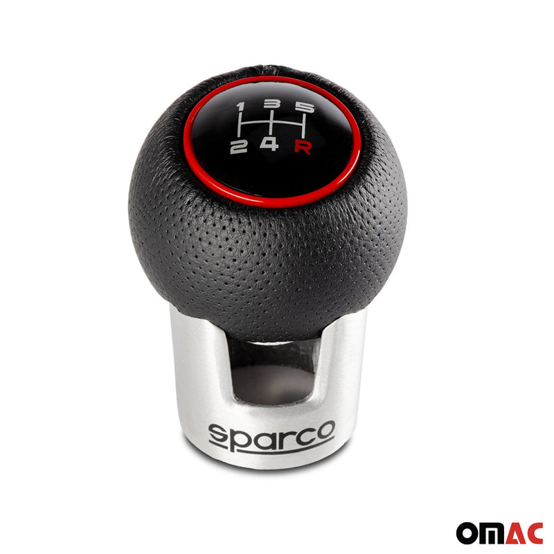 SPARCO pommeau de levier de vitesses en aluminium et simili cuir noir et rouge