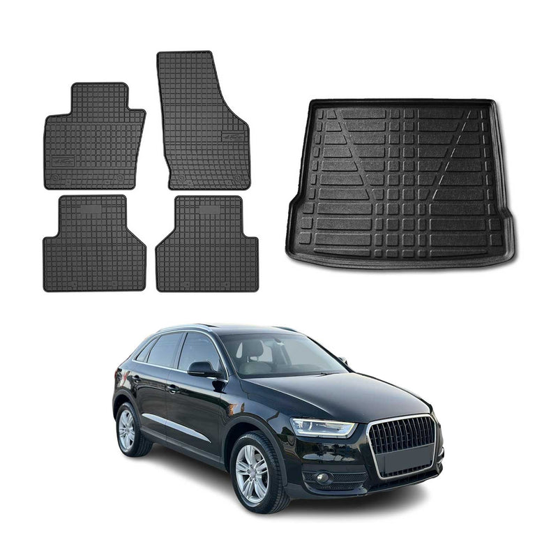 Kit Tapis de sol et coffre pour Audi Q3 8U 2011-2018 Noir TPE