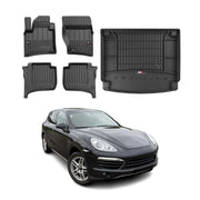Kit Tapis de Sol et Coffre pour Porsche Cayenne 2010-2017 TPE Noir