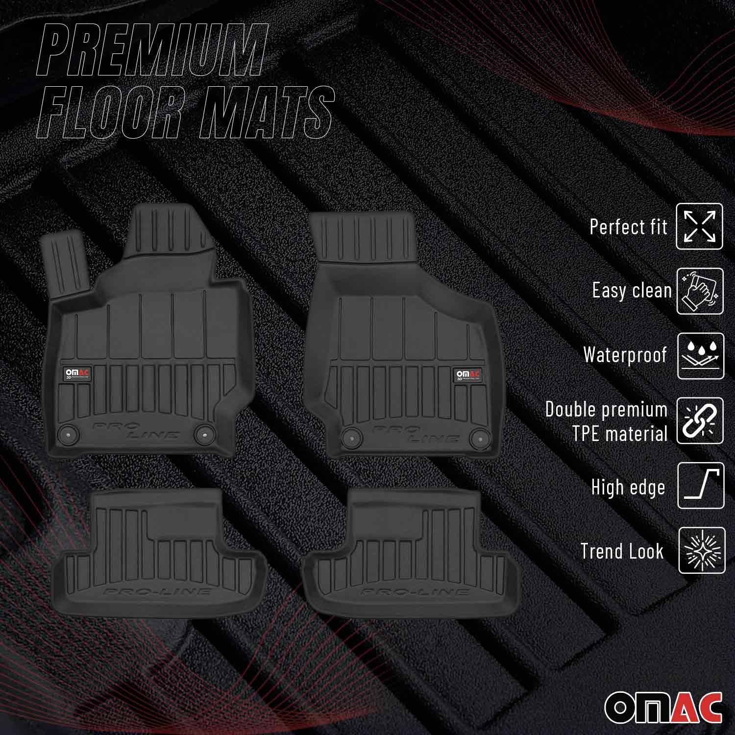 OMAC Tapis de sol caoutchouc pour Audi TT MK2 8J 2006-2014 Noir Premium
