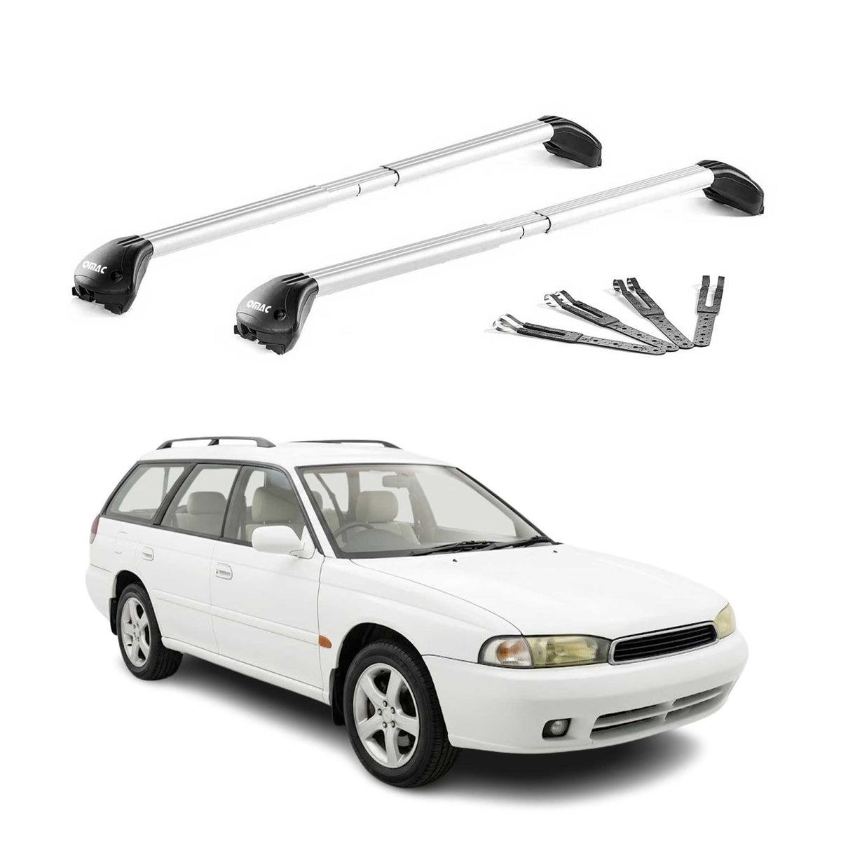Barres de toit pour Subaru Legacy I II III Break 1989-2004 Gris Argenté 2Pcs ABE