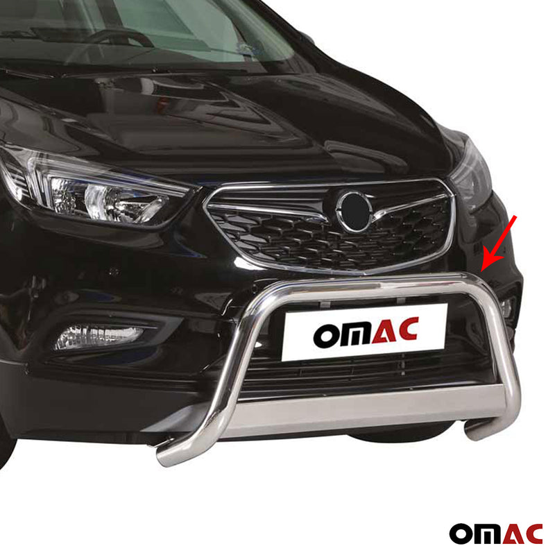 Pare-buffle Avant pour Opel Mokka X 2016-2019 63 mm en Acier Gris