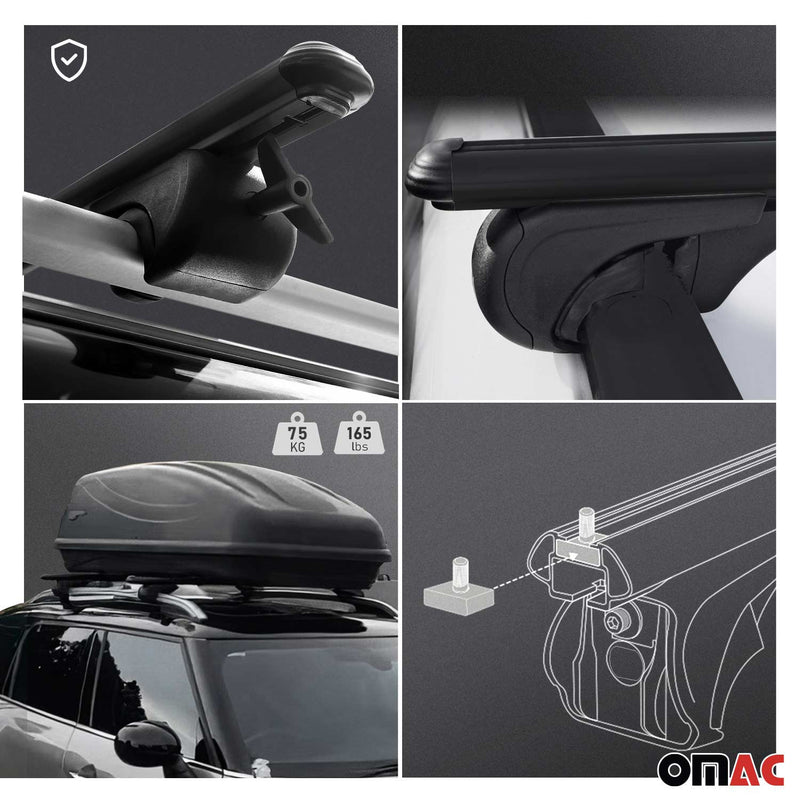 Barres de toit Transversales pour Kia Carens Kombi 2006-2013 Aluminium Noir