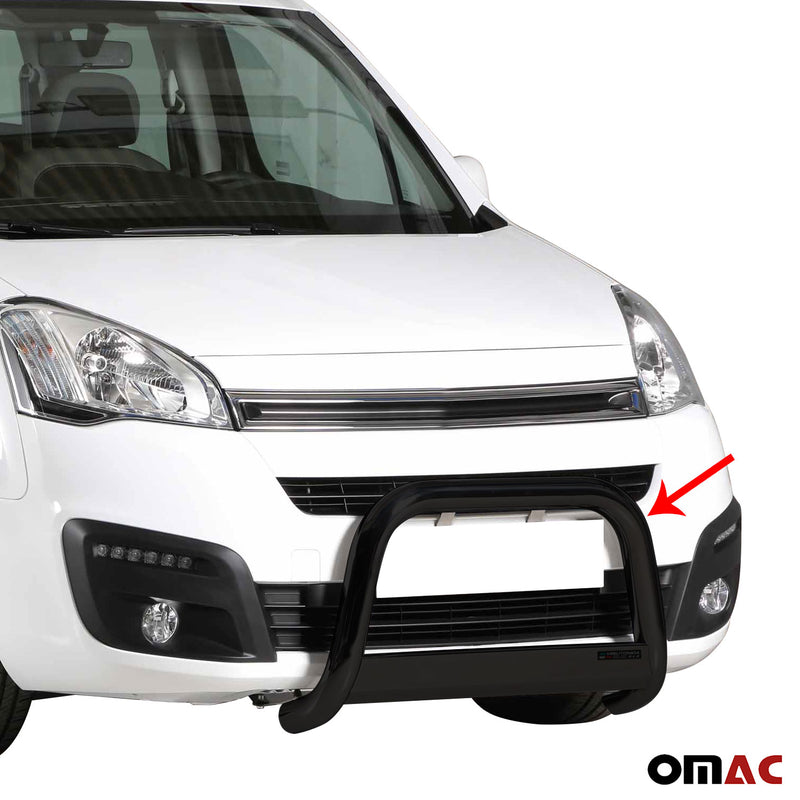 Pare-buffle Avant pour Citroen Berlingo 2015-2018 63 mm en Acier Noir