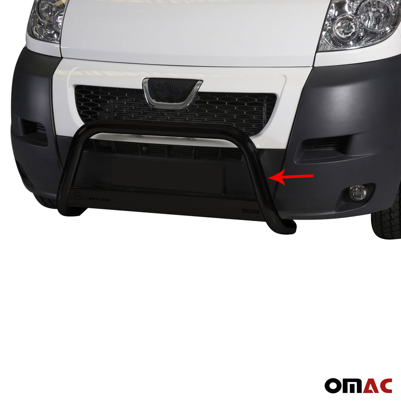 Pare-buffle Avant pour Peugeot Boxer 2006-2013 63 mm en Acier Noir