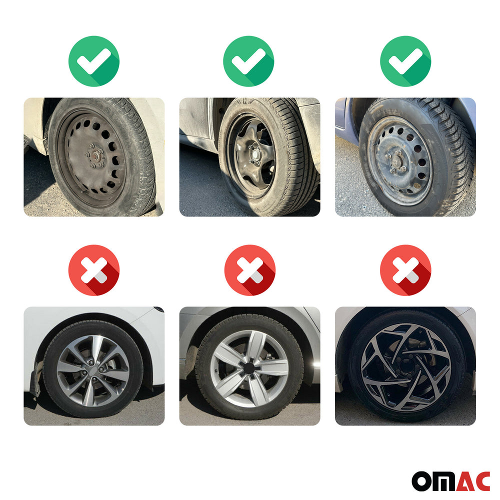 15 Pouces Jeu Enjoliveurs de Roue pour Peugeot 308 4 Piéces Noir