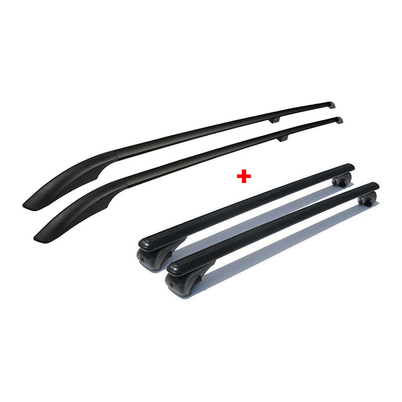 Kit Barres de toit pour VW Caddy 3 2003-2015 Alu Noir L1 Empattement Court 4x