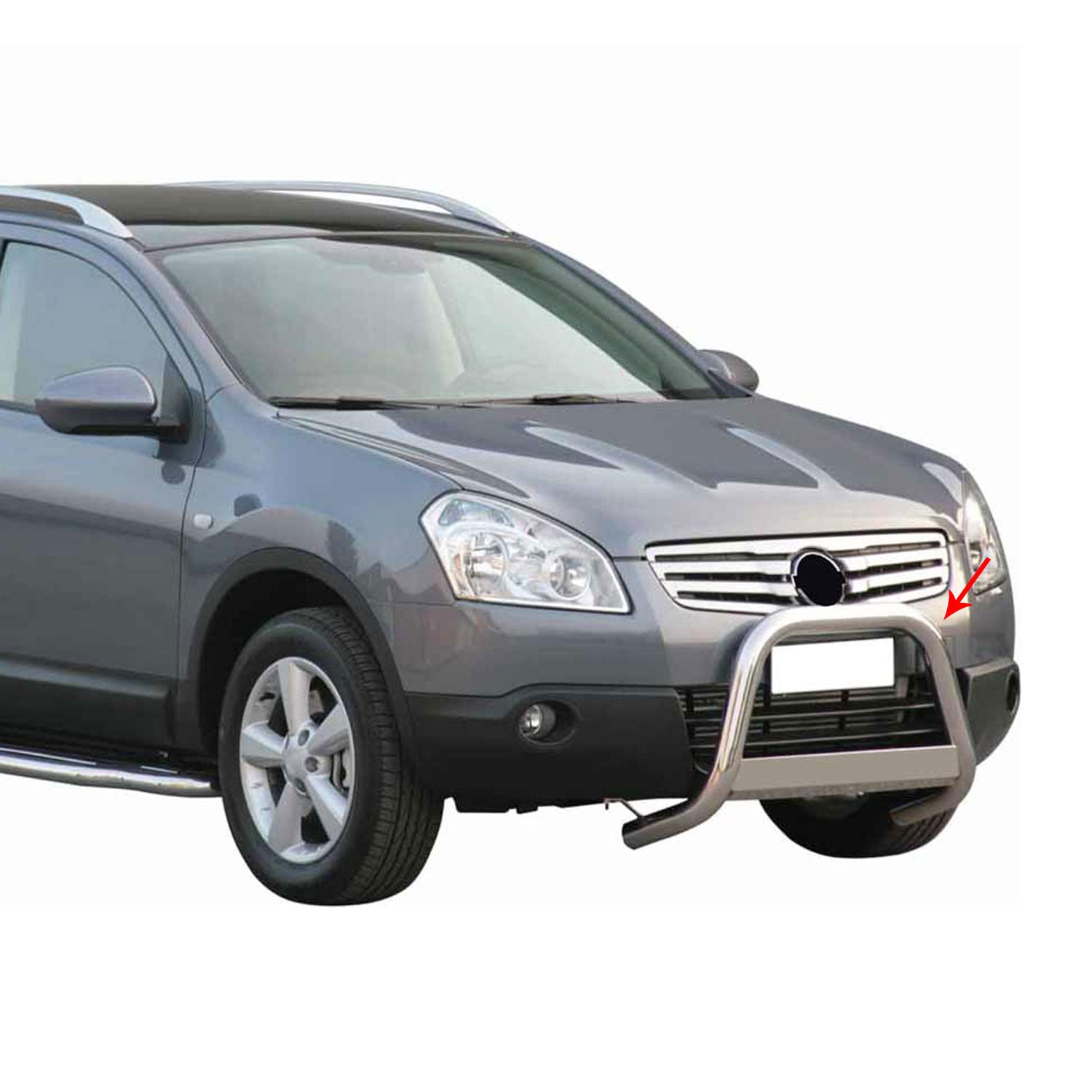 Pare-buffle Avant pour Nissan Qashqai +2 2008-2013 63 mm en Acier Gris
