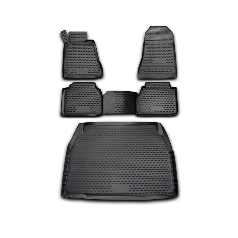 Kit Tapis de sol et coffre pour Mercedes Classe E W210 1995-2002 Caoutchouc Noir