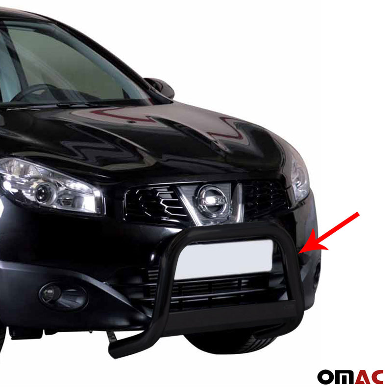 Pare-buffle Avant pour Nissan Qashqai 2010-2013 63 mm en Acier Noir