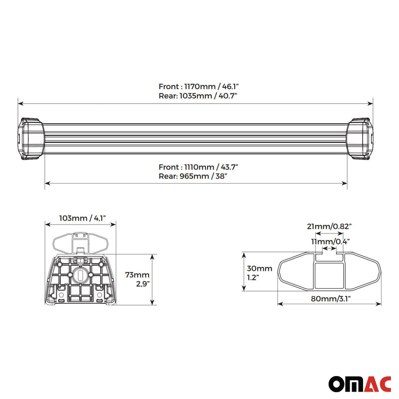 Menabo Barres Transversales Pour Toyota RAV4 XA50 2018-2024 Alu Gris 2x