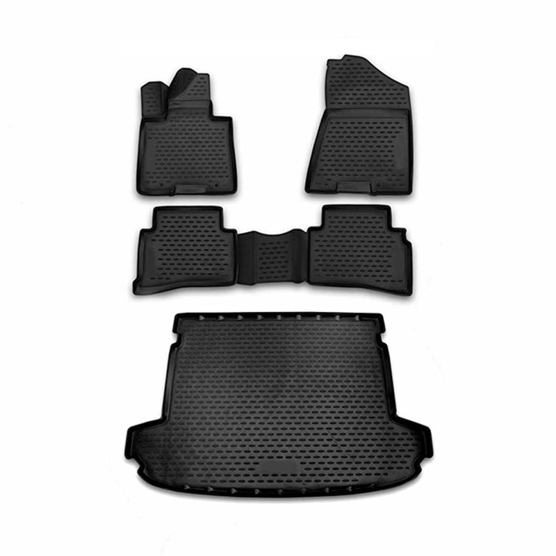 Kit Tapis de sol et coffre pour Kia Sportage 2016-2021 en Caoutchouc TPE Noir