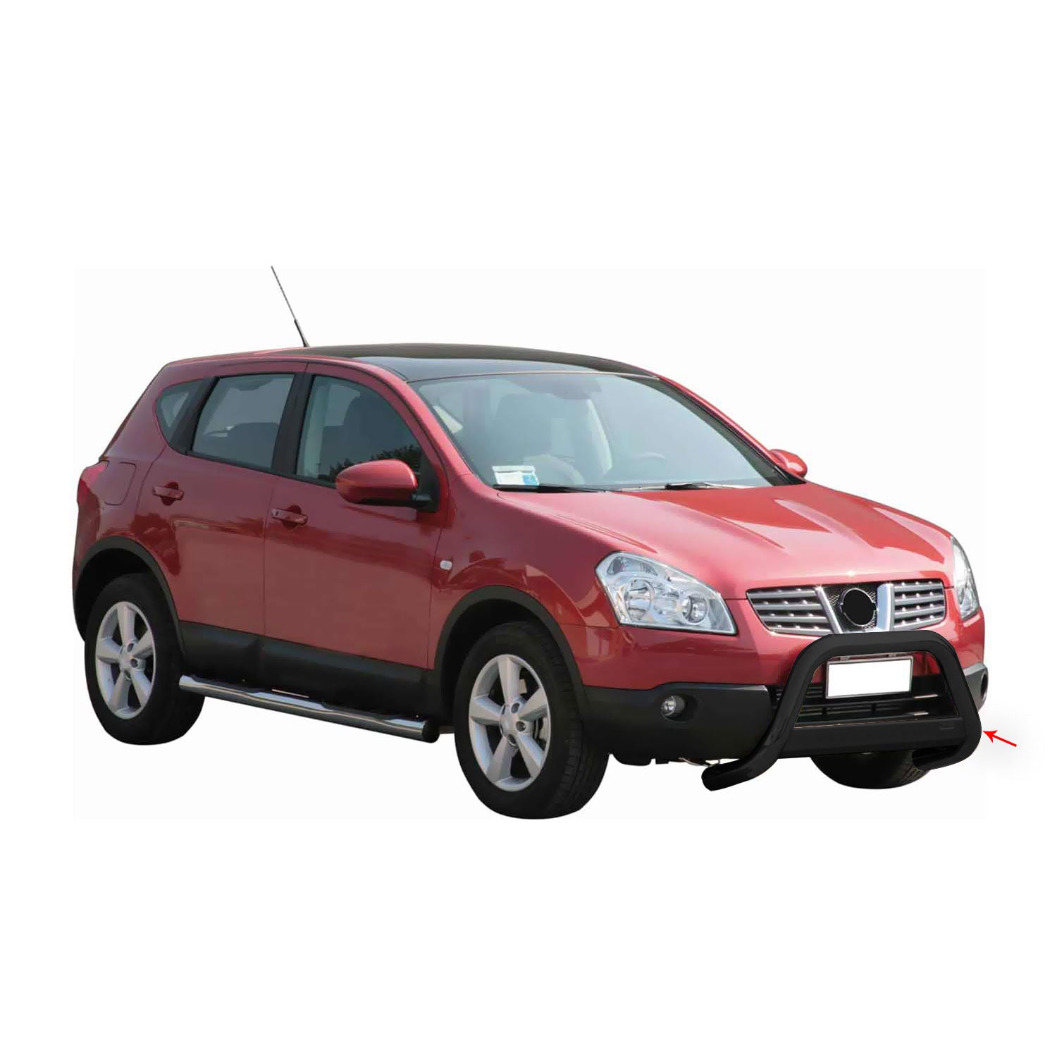 Pare-buffle Avant pour Nissan Qashqai 2007-2010 63 mm en Acier Noir