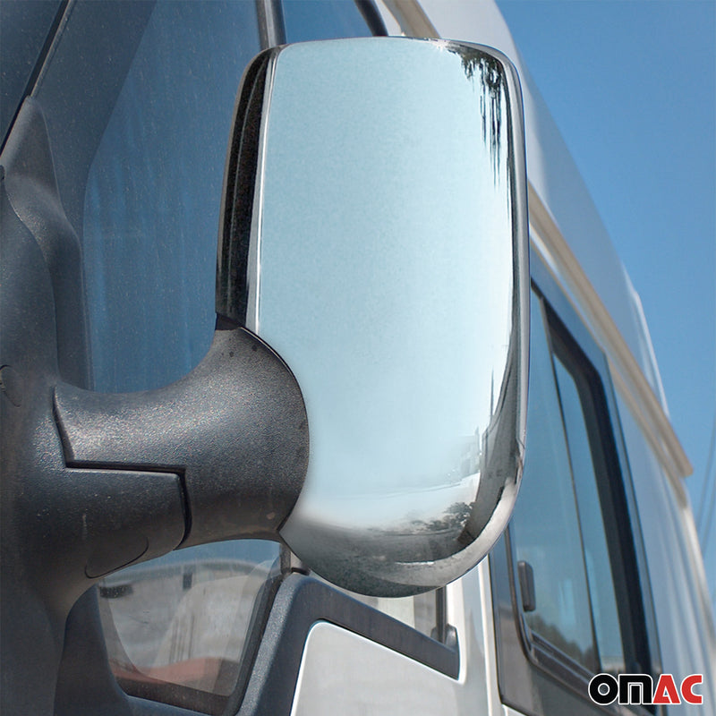 Coques de Rétroviseurs pour Ford Transit 2000-2014 en Acier Chromé Argent