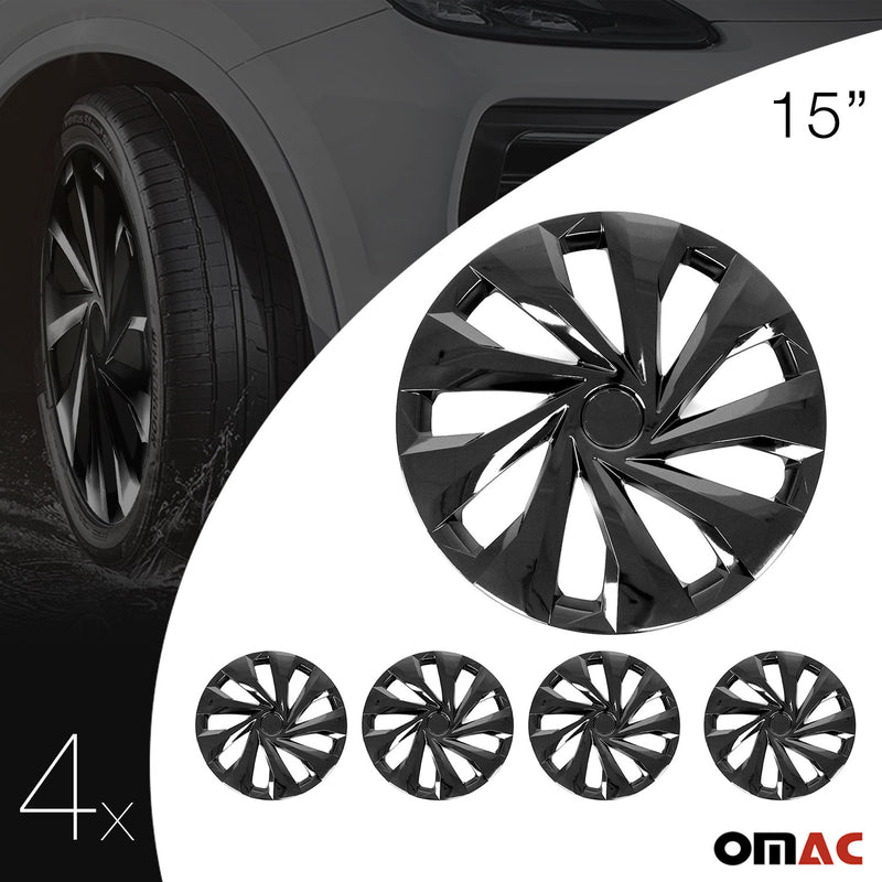 Jeu Enjoliveurs de Roue pour Peugeot 2008 15 Pouces 4 Piéces Noir