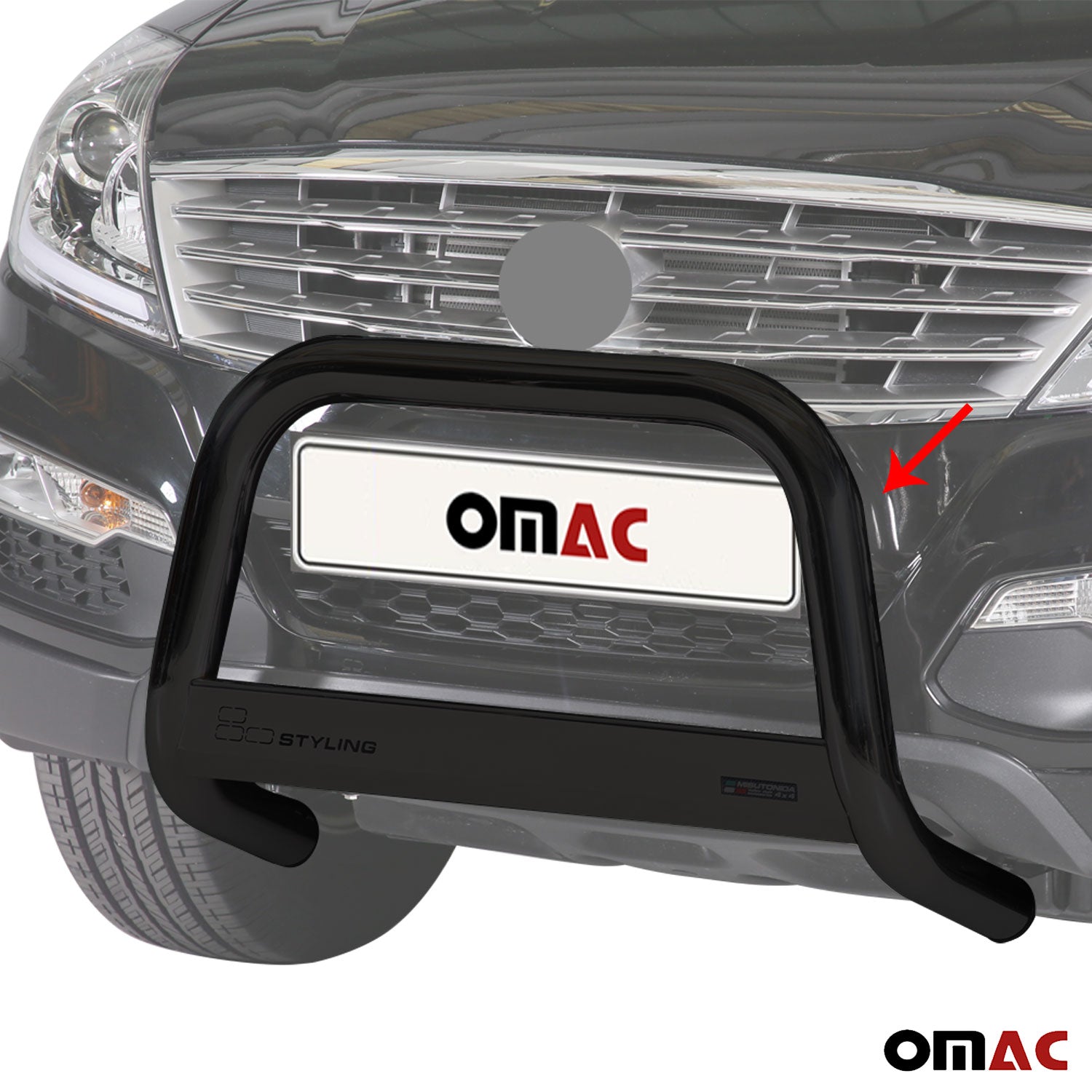 Pare-buffle Avant pour SsangYong Rexton W 2013-2017 63 mm en Acier Noir